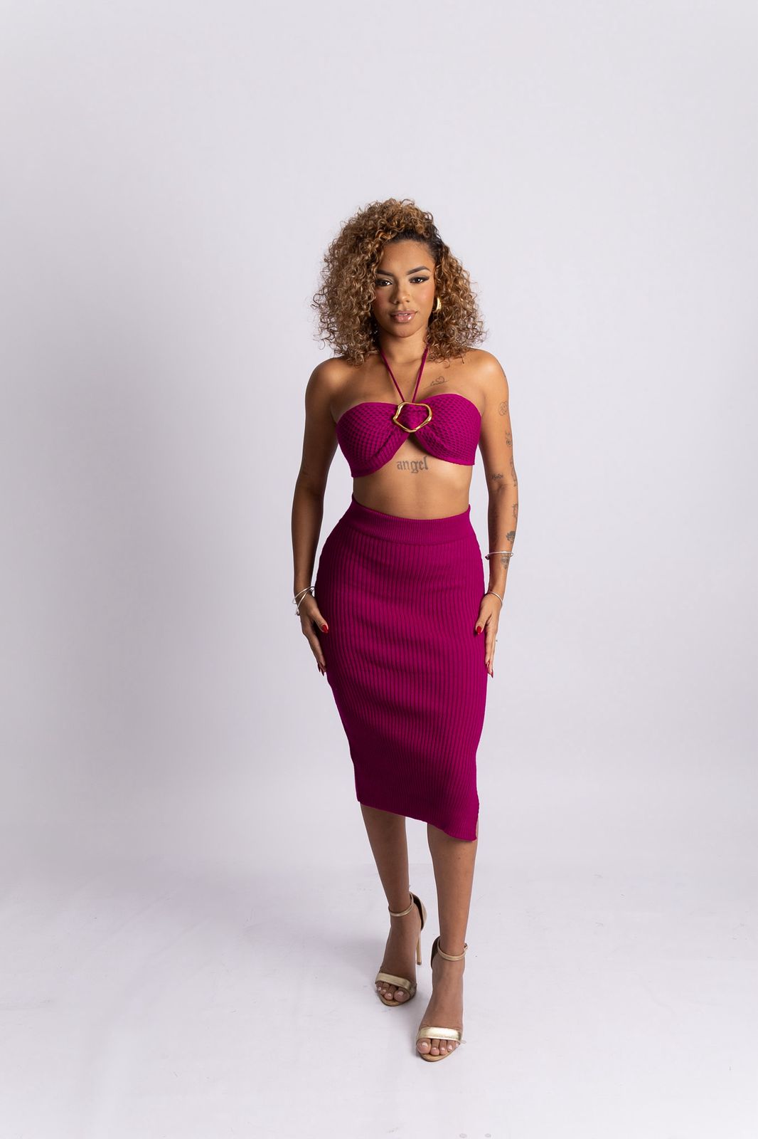 Conjunto Saia Midi + Cropped